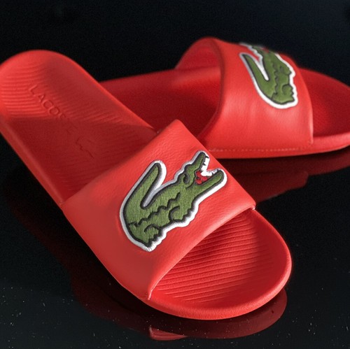 Lacoste Men Slip On Slide Sandals Croco Slide Red Faux Leather Sz US12 |  eBay